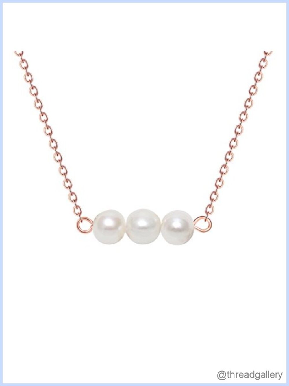 Pearl Bar Choker Necklace Stainless Steel 3 Pearl Bead for Women